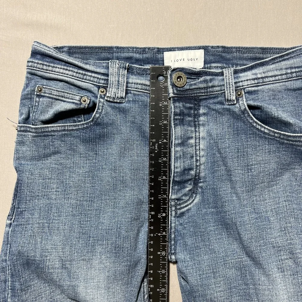 I Love Ugly Zespy‎ Jeans Mens Medium Tapered Slim Fit Ankle Zip Streetwear Pants